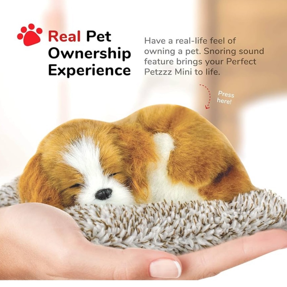 Petzzz Mini Sleeping Puppy Plush - Brown and White